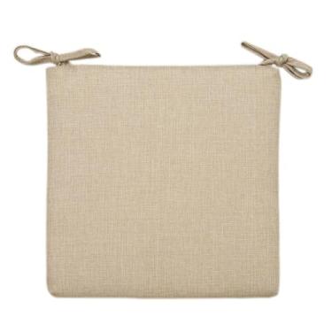 Imagem de KUGGKKTP Almofadas de cadeira de linho, almofada antiderrapante de espuma viscoelástica com laços, almofada de assento macia e confortável para decoração de cadeiras de jantar