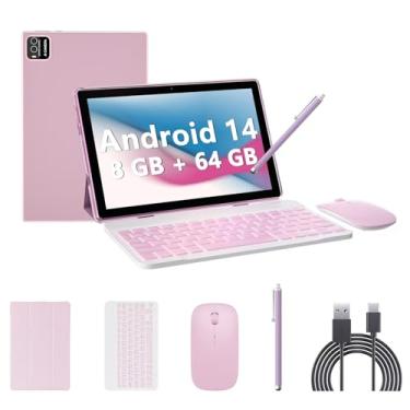 Imagem de CUPEISI CP20 - Tablet Android 13 de 10 Polegadas, 10 GB RAM + 64 GB ROM, 2 em 1 com Teclado, Mouse e Stylus, Processador Quad-Core de 1,8 GHz, Tela HD IPS de 1280 x 800, Rosa