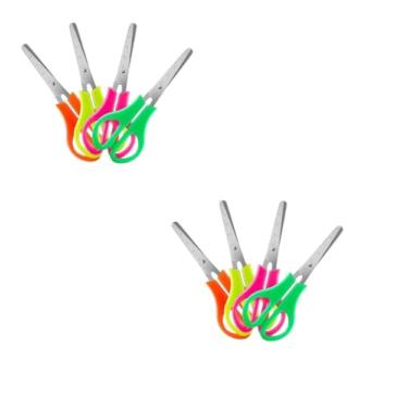 Imagem de Kit 50 Tesouras Escolar multiuso costura sem ponta cor do cabo colorido sortida ideal para atividades escolares, artesanato e projetos de colagem