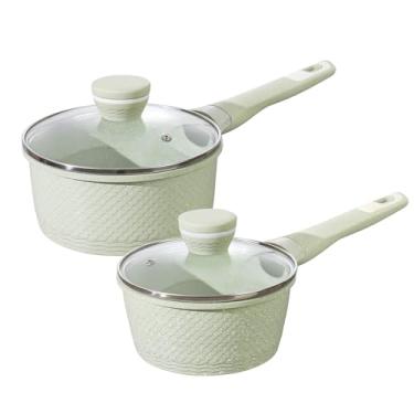 Imagem de Xuanying Conjunto de 4 panelas de 1,5 litros e 2,0 Qt com tampa, panela antiaderente para cozinhar, fácil de limpar, 100% livre PFOA PFAS Cozinhar todo o fogão - Granito verde