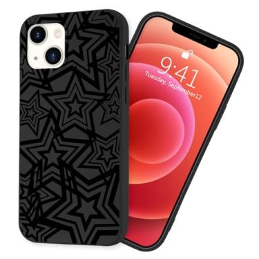 Imagem de MAYCARI Linda capa de telefone estética estrela para iPhone 16 Pro Max, capas femininas de silicone líquido preto, desenho animado de borracha de gel macio, forro de microfibra protetora de corpo