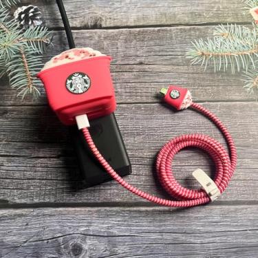 Imagem de ANFTF Capa protetora para Apple 35W adaptador de carregador USB-C duplo, capa protetora de carregamento 3D, protetor de cabo exclusivo com design de desenho animado para iPhone/iPad/MacBook carregador