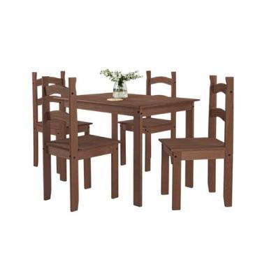 Imagem de Mesa De Jantar 100x70 Com 04 Cadeiras Luxo - Mobihome, CHOCOLATE