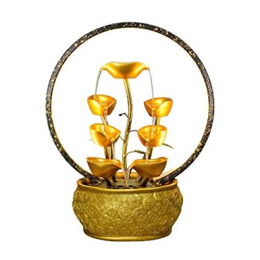 Imagem de Fonte de mesa Fonte de mesa Fonte de mesa Fontes de cachoeira Relaxamento Característica de Água Feng Shui Boa Sorte Riqueza Fonte de Mesa com Luz Decoração de Casa e Escritório Interior, Fonte