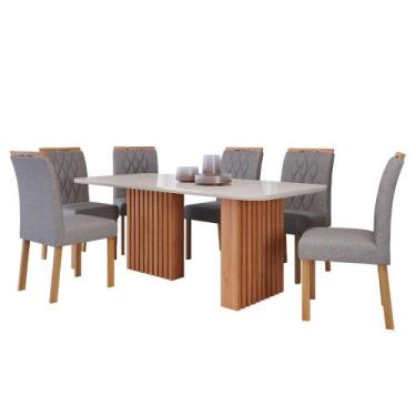 Imagem de Mesa de Jantar Tampo de Vidro Off White Ester 1,80 e 6 Cadeiras Julian