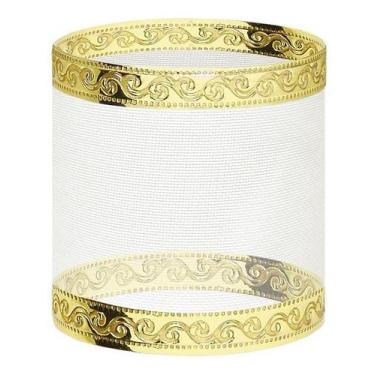 Imagem de Fita Voil Aramada Branco E Ouro 5cm X 10m - Fitas Regina Woldmann, Our