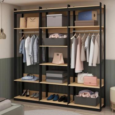 Imagem de Guarda Roupas Closet Wood Organização Elegante com Módulo Cabideiro e 