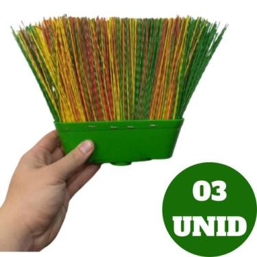 Imagem de Kit 03 Vassoura Piaçava Multiuso Nylon Resistente