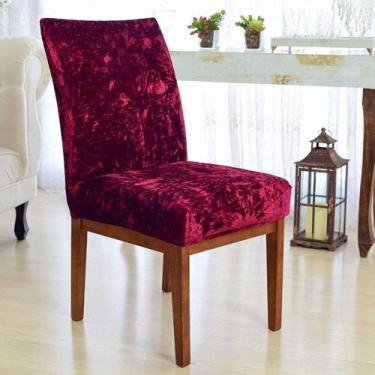 Imagem de Kit 8 Capa Cadeira Mesa Sala Jantar Veludo Exclusiva Vinho - Charme do