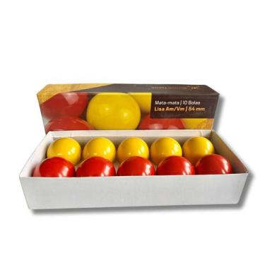 Imagem de Jogo 10 Bolas Bilhar Sinuca Mata-mata 54 mm Lisa Vm/am RDT - Rei dos T