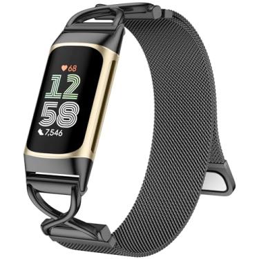 Imagem de JKD Pulseira de metal em forma de X compatível com Fitbit Charge 6/Charge 5 para mulheres e homens, pulseira de aço inoxidável macio de substituição para Fitbit Charge 5/Charge 6 Fitness Tracker, Aço