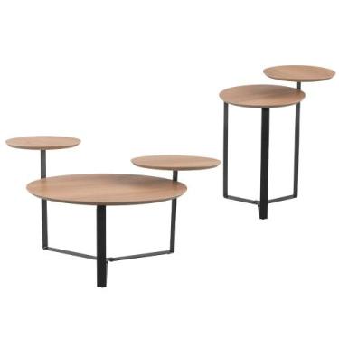Imagem de Kit Mesa de Centro e Mesa Lateral Para Sala Pés Metálicos Dari A03 Han