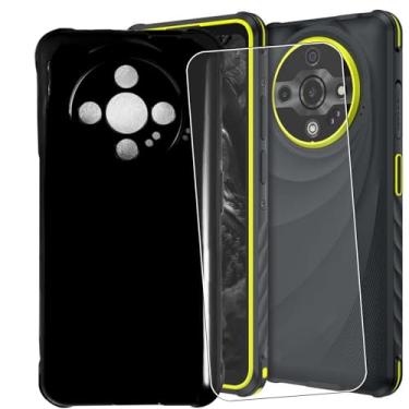 Imagem de MAOUICI Capa para Ulefone Armor X31 Pro, capa macia de TPU antiimpressão digital, protetor de tela de vidro temperado [1 unidade] [16,7 cm] preto