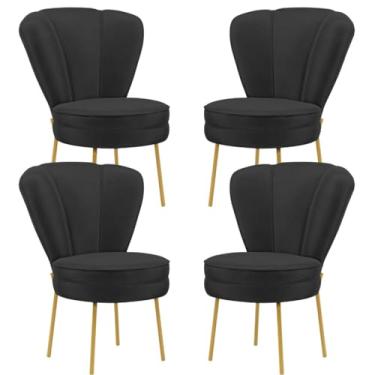 Imagem de Kit 4 Cadeiras Decor Para Camarim Tecido Veludo Ergonômica Resistente Pés de Ferro MOBLAN decor (Preto)