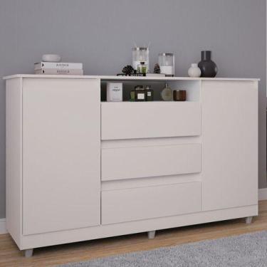 Imagem de Cômoda Quarto Grande 3 Gavetas 2 Portas Branco Venus - Lukaliam, Branc