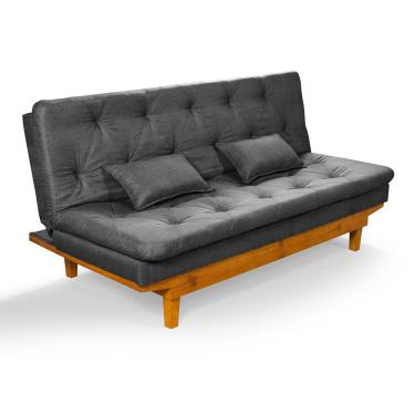 Imagem de Sofá Cama Caribe 3 Lugares Reclinavel Revestido Linho Base Madeira