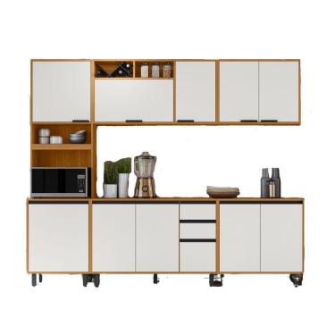Imagem de Cozinha Modulada Ravena 5 peças 11 Portas com Paneleiro Duplo Poliman Móveis