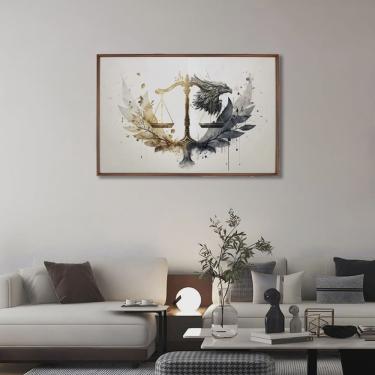 Imagem de Quadro Decorativo Temático Direito com 1 Tela para Escritório Hall Lavabo 60cm X 90cm Com Vidro
