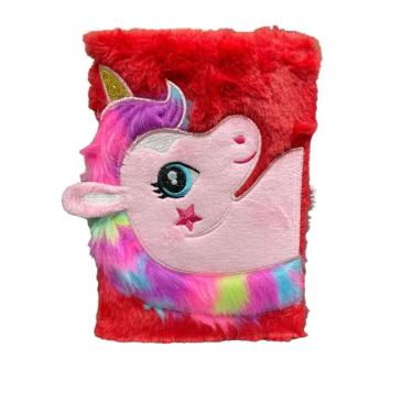 Imagem de Vermelho Caderno Unicórnio Pelúcia - P