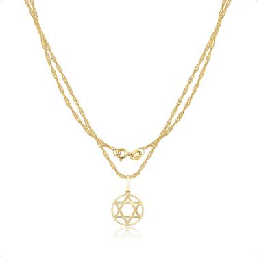 Imagem de Corrente Feminina Ouro 18k + Pingente Estrela De Davi