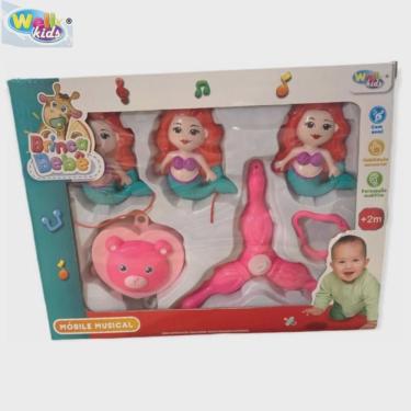 Imagem de Mobile para Berço Sereia Brinquedo Educativo para Bebê Musical Giratório.