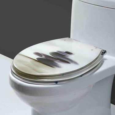 Imagem de Assento no banheiro perto de perto, assento de vaso sanitário de resina transparente, assento de vaso sanitário de resina anti -deslizamento, assento de vaso sanitário espessado, lento, fáci