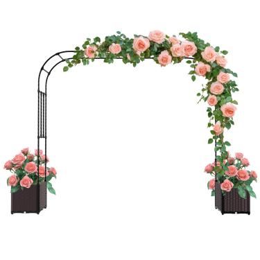 Imagem de BUKLIYN Canteiro De Jardim Elevado Com Treliça - 126 (C) * 95 (A) Polegadas, Tubo Plástico Espesso À Prova Ferrugem, Em Arco Jardim, Adequada Para Varanda, Decoração Terraço, Preta