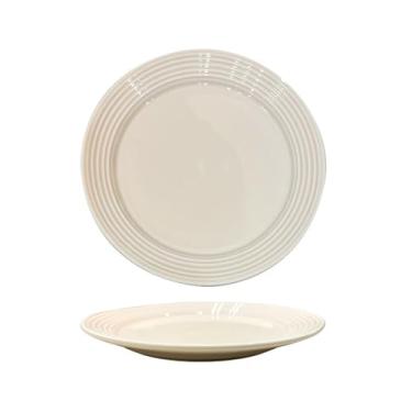 Imagem de Pratos e utensílios de mesa minimalistas domésticos, prato de salada de cerâmica ocidental criativo - prato raso circular minimalista SE de 20 cm (rosa)
