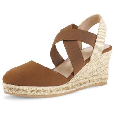 Imagem de mysoft Sandálias Femininas De Salto Fechado Com Tira Elástica Cruzada No Tornozelo E Plataforma, Alpargatas E Salto Alto