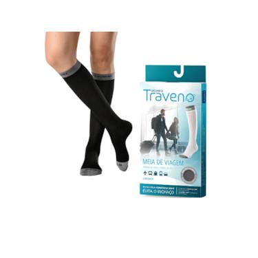 Imagem de Meia de Viagem Traveno - Unissex - Ponteira Fechada - Cor Preta - Tama