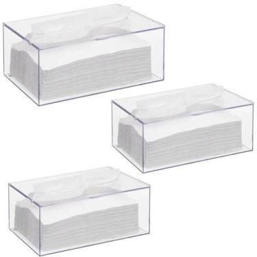 Imagem de Kit 3 Caixas Porta Papel Toalha Lenço Mão Acrílico Mesa Pia - Arthi