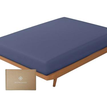 Imagem de Bioweaves 100% algodão orgânico, 1 lençol com elástico tamanho king | 300 fios de cetim trançado certificado GOTS com bolso profundo - mineral