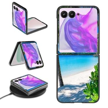 Imagem de Capa para Motorola Moto Razr Plus 2024 para Moto Razr 50 Ultra capa de telefone para mulheres e homens, fina, rígida, à prova de choque, capa flip para Moto Razr+ 5G 2024, Shore Palms Tropical Beach
