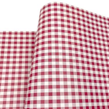 Imagem de Yifasy Adesivo de vinil removível com forro de prateleira xadrez vermelho de 9 metros para móveis, papel de parede de Natal, papel de embrulho (L-354,3 x 17,7 polegadas)