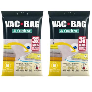 Imagem de Kit 2 Sacos Vac Bag Ordene para Roupas Médio 45x65cm A Vácuo Polietileno Reutilizável