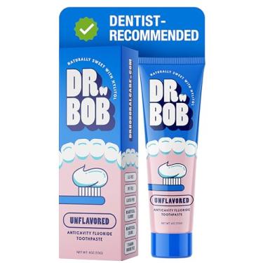 Imagem de Dr. Bob Pasta de dente sem sabor – Xilitol natural para bebês, crianças, pasta de dente com flúor para dentes sensíveis – Sem sabores artificiais, sem SLS, sem corantes, sem sabor para crianças – Feito nos EUA – 118 g