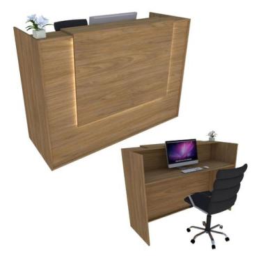 Imagem de Balcão Recepção Caixa 125cm Freijó Syncro - Premium -Mod 2.1 - Marcena