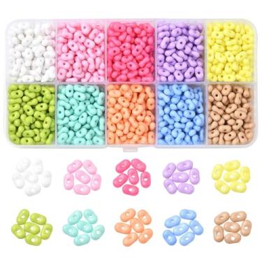 Imagem de KitBeads 1000 peças, 10 cores, 3 mm ~ 6 mm, contas de acrílico de amendoim, macron, pastel, pequenas contas de pônei para fazer joias, canetas, pulseiras, chaveiros, artesanato a granel