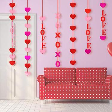 Imagem de Boao 100 peças de guirlanda de feltro coração amor para pendurar com 10 cordas para decoração de dia dos namorados para aniversário DIY