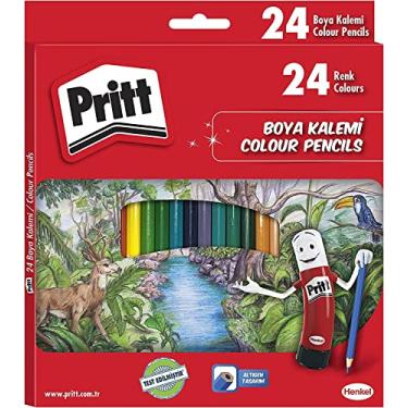 Imagem de Pritt Lápis de cor, cores sortidas, conjunto de 24, lápis de cor profissional, conjunto de lápis de artista, ideal para esboçar, rabiscar, pintar, escrever, pré-afiado