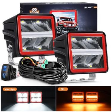 Imagem de Nilight Luzes LED com âmbar DRL 7.6 cm 20 W cubo de condução 2200 LM Super Spot Light 16AWG Kit de chicote de fios off-road luzes de trabalho LED para Jeep Truck UTV 4x4 ATV motocicleta