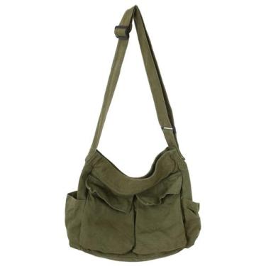 Imagem de Sacola Klaoyer Canvas Messenger Large Hobo Green para mulheres e homen