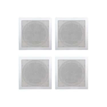 Imagem de  Kit 4 Base Arandela de Teto Quadrada Plastico Fiamon Para Alto Falante 6" Gesso