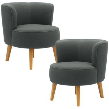 Imagem de Conjunto 2 Cadeiras para Recepção Clinica Tecido Boucle Pés de Madeira MOBLAN decor (Cinza)