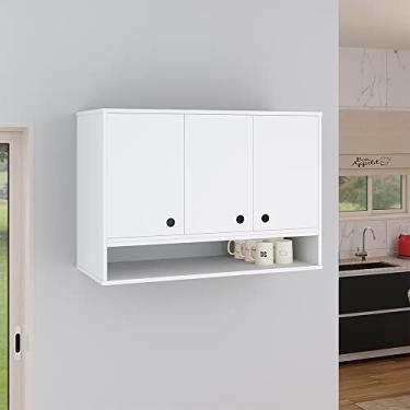Imagem de Genérico, Armário Aéreo 3 Portas Suspenso com Nicho Prateleira Organizador Cozinha Balcão Jessica - Branco