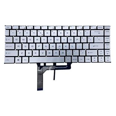 Imagem de Teclado de substituição para MSI GS65: teclado de laptop com retroiluminação para GS65VR PS63 GF63 PS42 P65 WP65 WS65 MS-16Q1 US Layout (prata-branco)