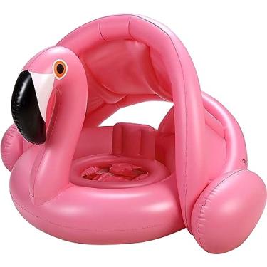 Imagem de GBD Boia De Natação Flamingo Para Bebês Com Proteção Solar Fps 50+, Suporte Traseiro E Asas Com Airbag Que Nunca Viram, Boia Inflável Para Piscina De Bebês, Guarda-Sol Para Crianças De 8 A 36 Meses,