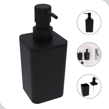 Imagem de Porta Sabonete Liquido Detergente Banheiro Cozinha Preto Dosador - Sop