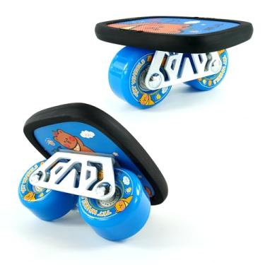 Imagem de TKT FreeSkates Patins Portáteis Roller Road Kids Beginner Drift Skate Split Skate Trompet Maple Drift Board (azul)
