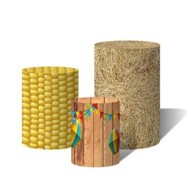 Imagem de Trio Capas Para Cilindro Versátil Festa Junina Fogueira e Balões Confe